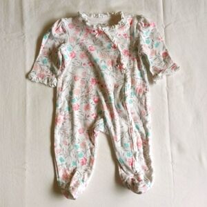 little me cottagecore floral cotton snap sleeper footie pajamas 3 months baby
